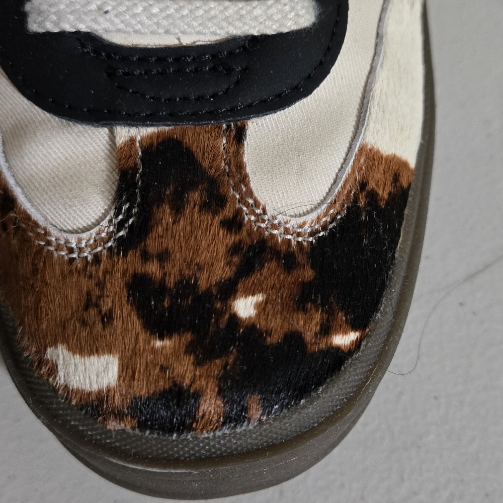 Sam Edelman Elthea Canvas Leather Cow Off White Black and Brown Sneakers Size 9 - Picture 9 of 13